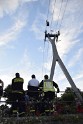 Koelner Seilbahn Gondel blieb haengen Koeln Linksrheinisch P779